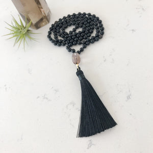 Custom healing protection mala necklace from Justicia Jewelry