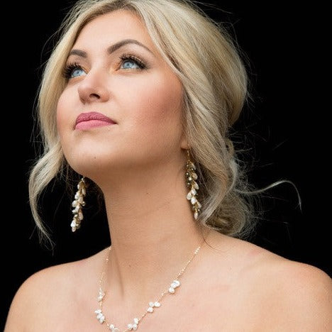 Custom healing bridal cascade earrings from Justicia Jewelry