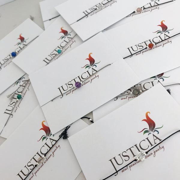 Custom healing intention bracelets from Justicia Jewelry