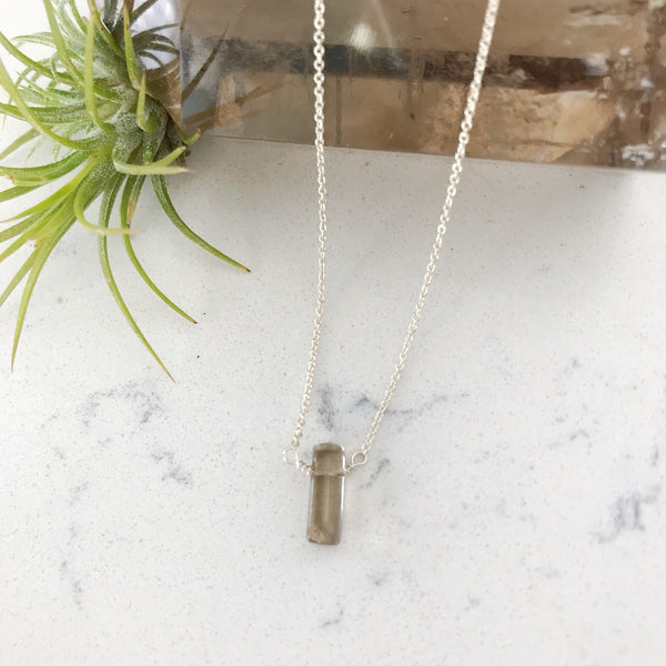 Custom healing smokey quartz anchor necklace from Justicia Jewelry