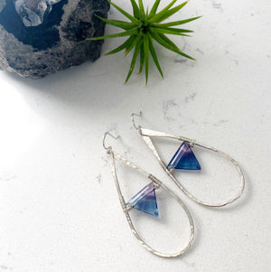 Justicia Jewelry Divinity Earrings in sterling silver and rainbow fluorite