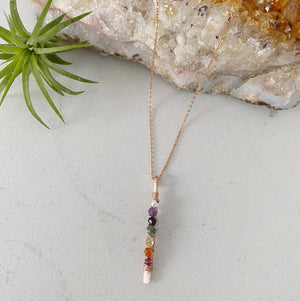 Custom healing chakra necklace from Justicia Jewelry