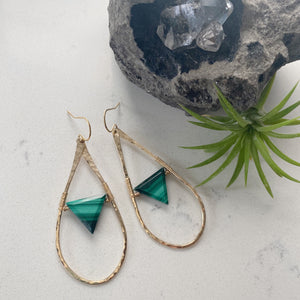 Divinity Earrings with Malachite and 14 karat gold fill by Justicia Artisan Jewelry